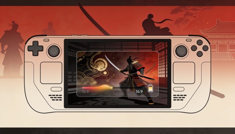 Handheld console frame showing a settings overlay with a frame limit set to 30